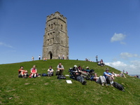 Relaxing on Glastonbury Tor
